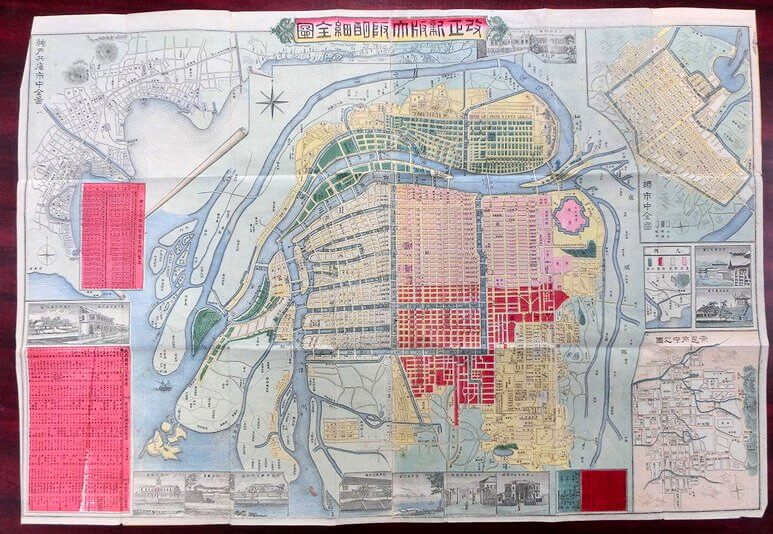 新版大坂明細全図　附堺奈良神戸兵庫大阪市中　明治十五年